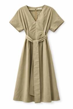 NEW PSOPHIA women's classic pleated dress in khaki